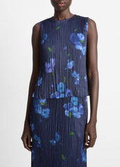 Poppy Blur Crushed Satin Shell in Shirts & Tees | VINCE Sale