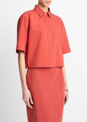 Cotton Short-Sleeve Cropped Shirt in Shirts & Tees | VINCE Sale