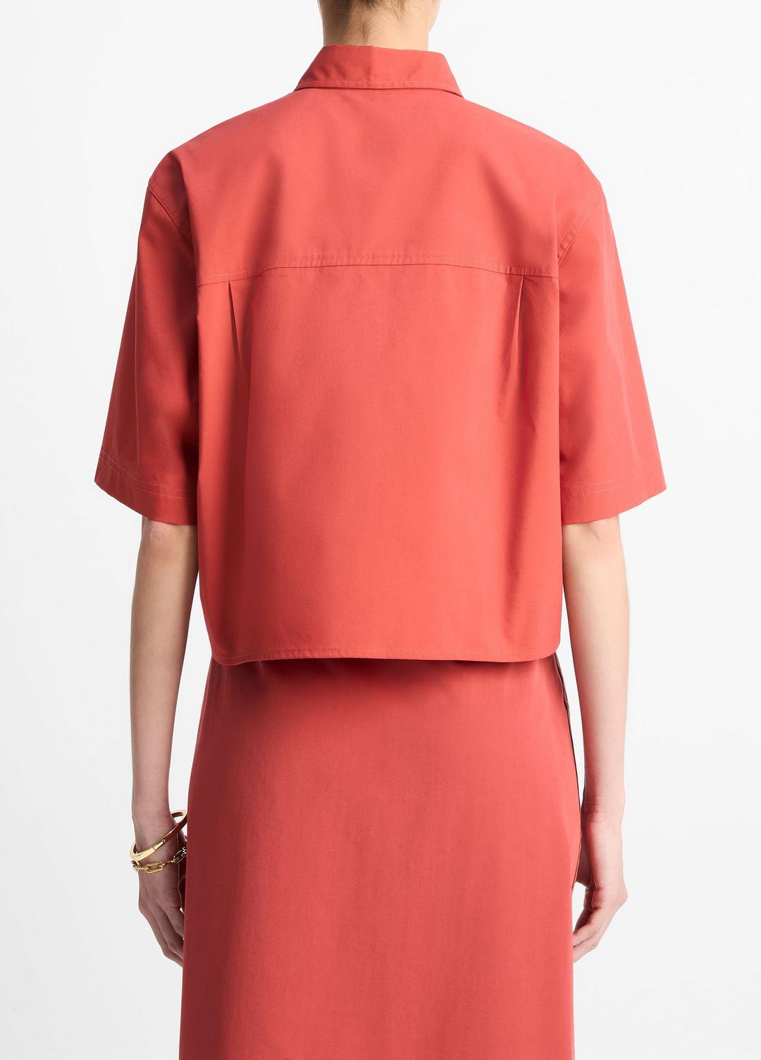 Cotton Short-Sleeve Cropped Shirt in Shirts & Tees | VINCE Sale