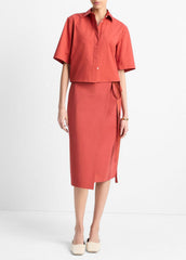Cotton Short-Sleeve Cropped Shirt in Shirts & Tees | VINCE Sale