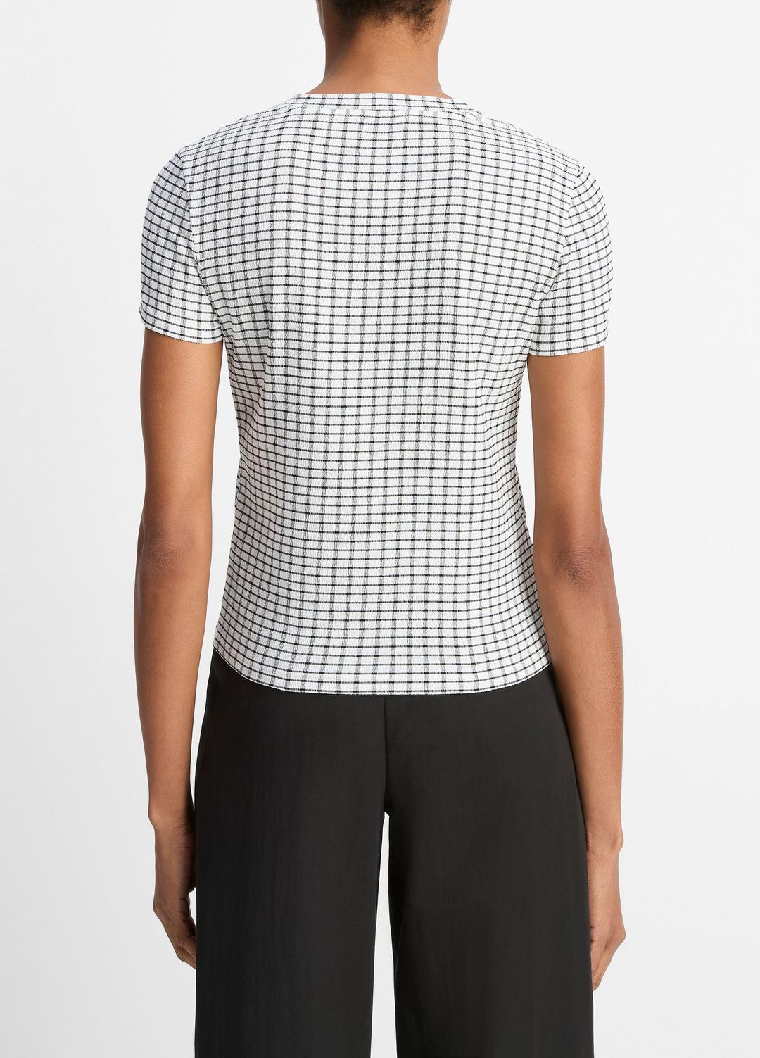 Checked Smocked T-Shirt in Shirts & Tees | VINCE Sale
