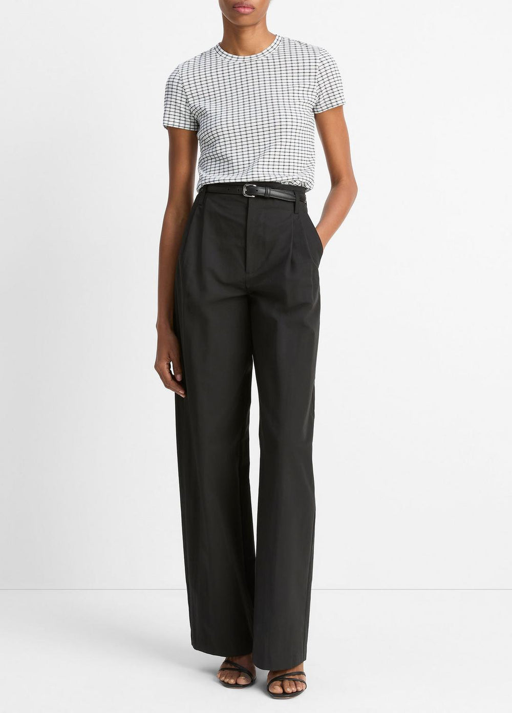 Checked Smocked T-Shirt in Shirts & Tees | VINCE Sale