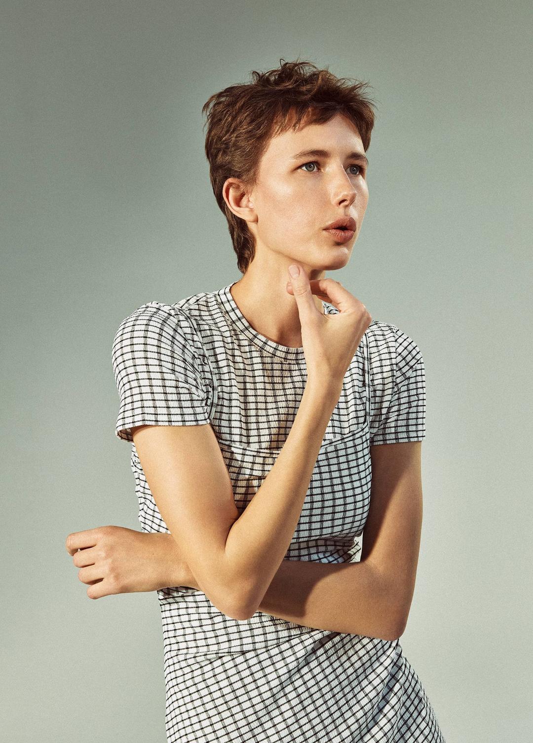 Checked Smocked T-Shirt in Shirts & Tees | VINCE Sale