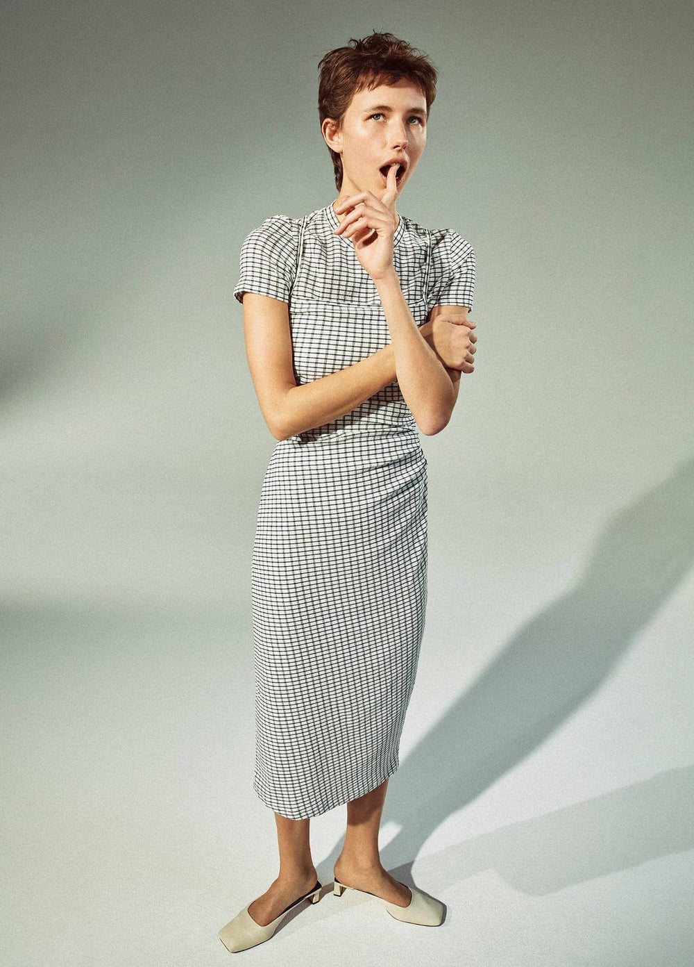 Checked Smocked T-Shirt in Shirts & Tees | VINCE Sale