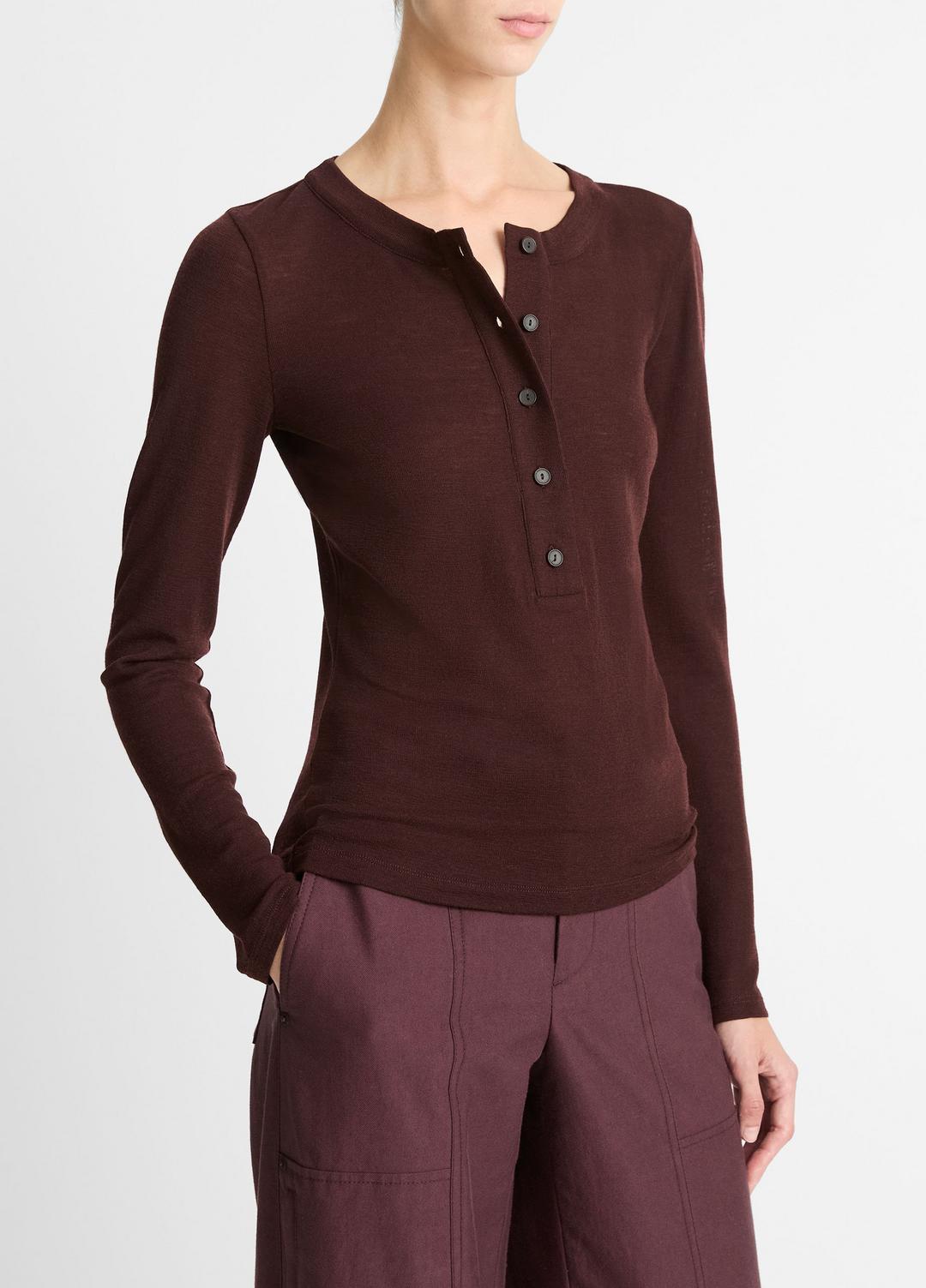 Wool Long-Sleeve Henley in Shirts & Tees | VINCE Sale