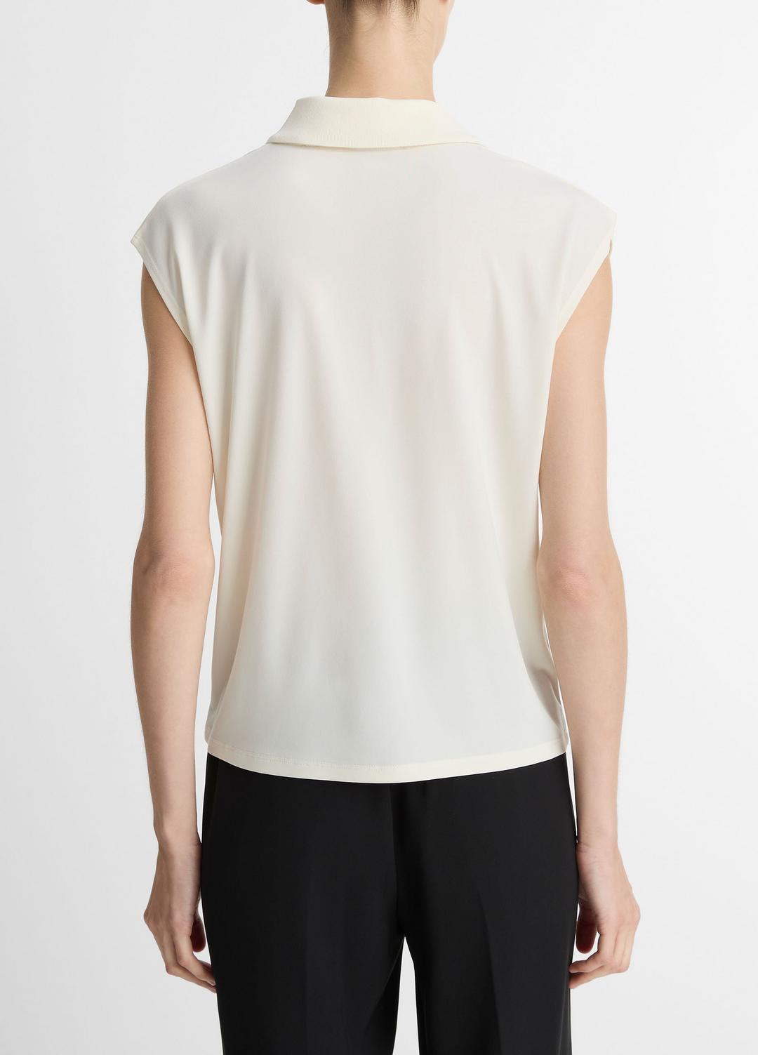 Matte Jersey Cap-Sleeve Polo Top in Shirts & Tees | VINCE Sale