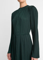 Pleated Satin Long-Sleeve Dress in Dresses & Skirts | VINCE Sale