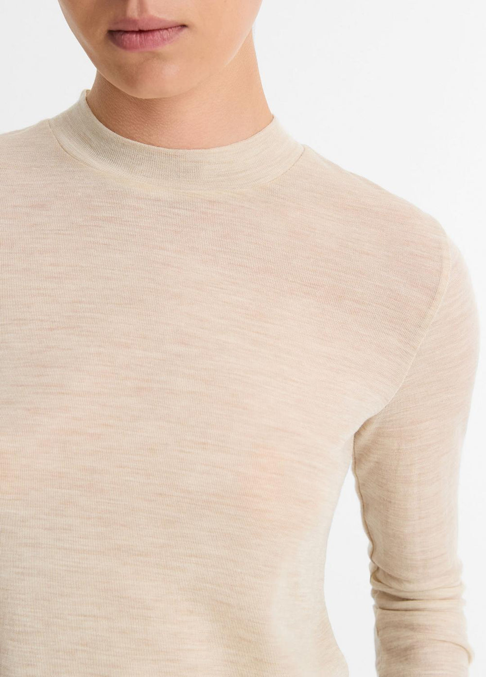 Wool Three-Quarter-Sleeve Mock-Neck Top in Shirts & Tees | VINCE Sale