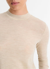 Wool Three-Quarter-Sleeve Mock-Neck Top in Shirts & Tees | VINCE Sale