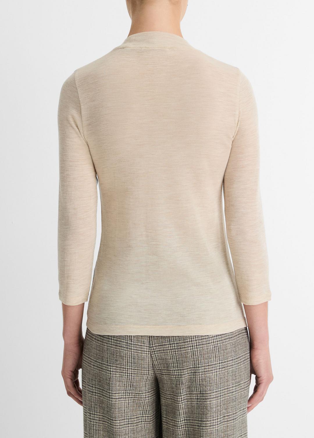 Wool Three-Quarter-Sleeve Mock-Neck Top in Shirts & Tees | VINCE Sale