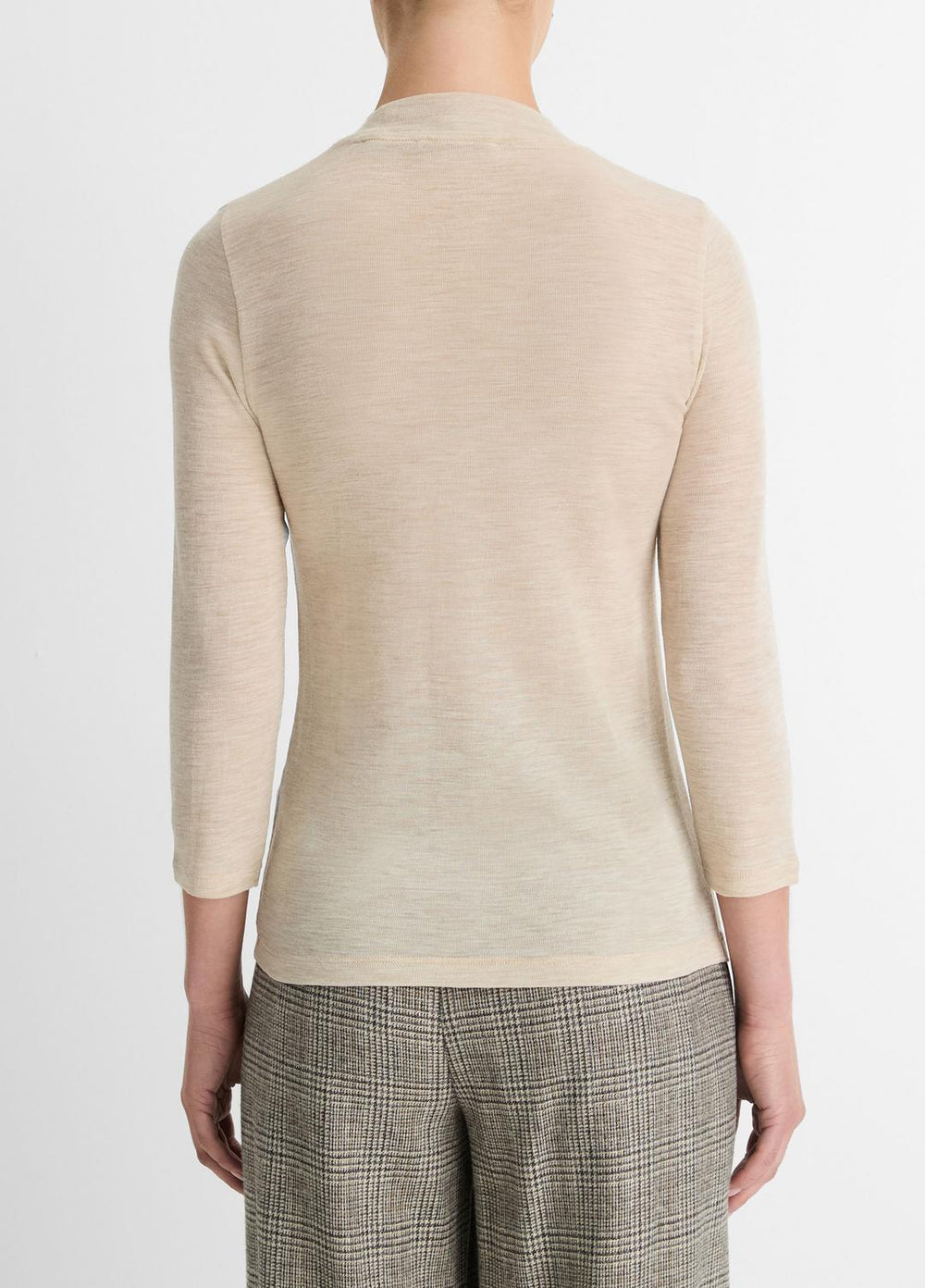 Wool Three-Quarter-Sleeve Mock-Neck Top in Shirts & Tees | VINCE Sale