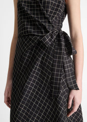 Trellis Plaid Draped Sleeveless Wrap Dress in Dresses & Skirts | VINCE Sale