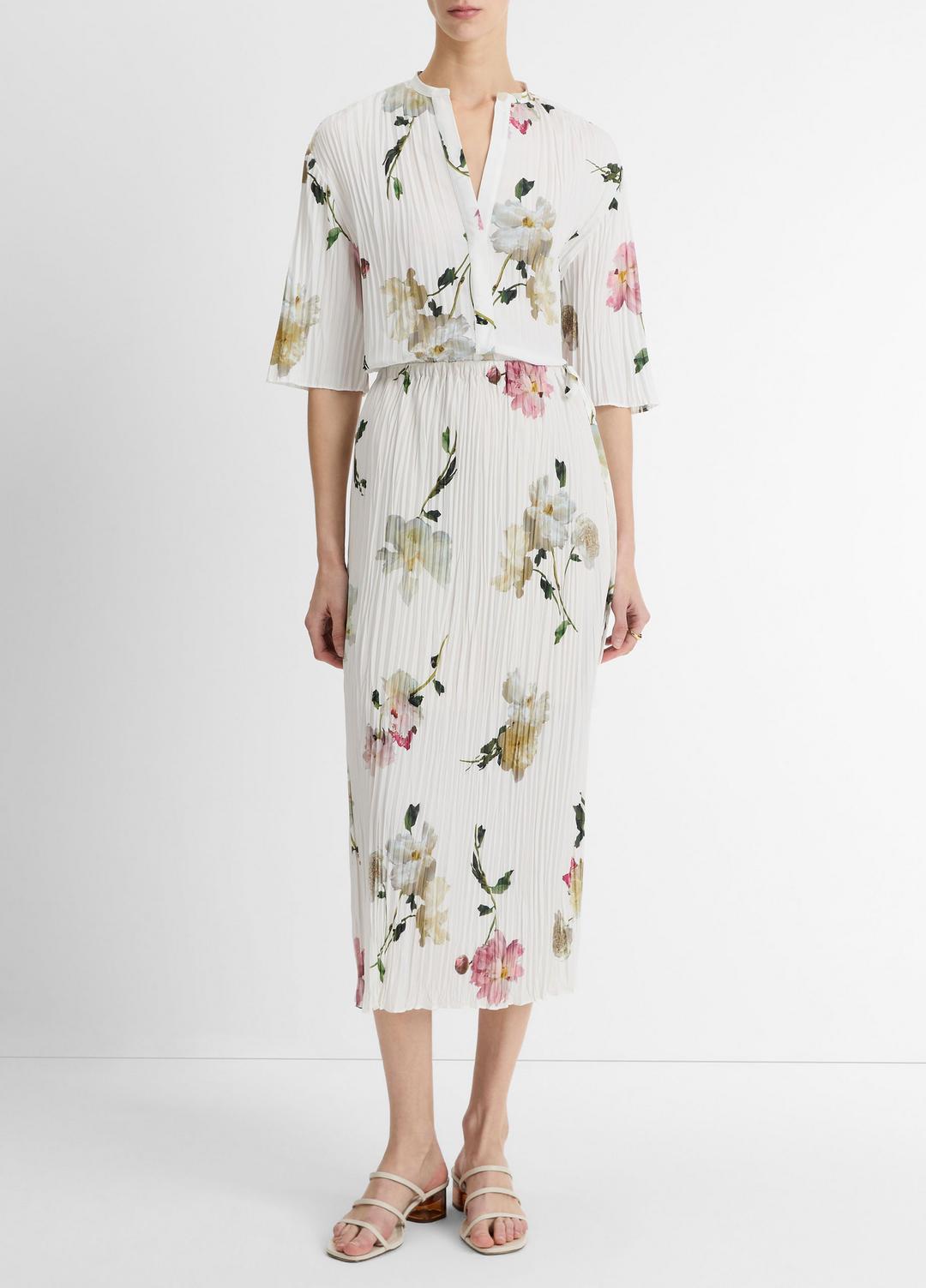 Wilted Peony Pleated Side-Tie Skirt in Dresses & Skirts | VINCE Sale