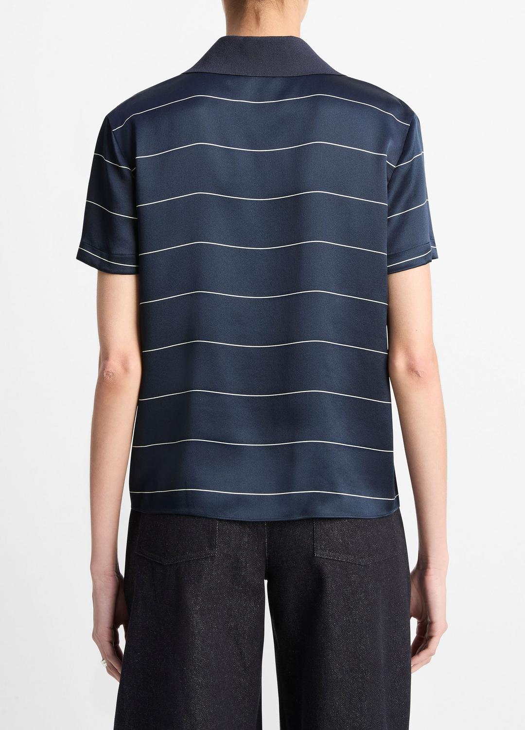 Knit-Collar Striped Silk Polo Shirt in Shirts & Tees | VINCE Sale