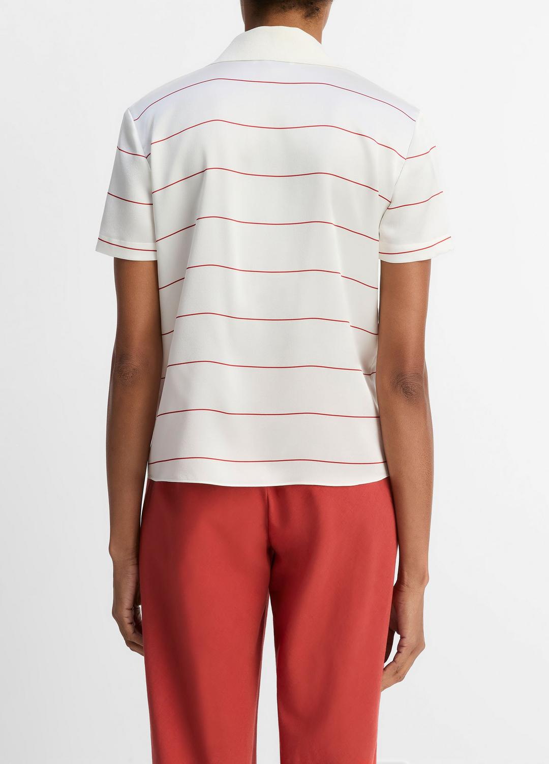 Knit-Collar Striped Silk Polo Shirt in Shirts & Tees | VINCE Sale