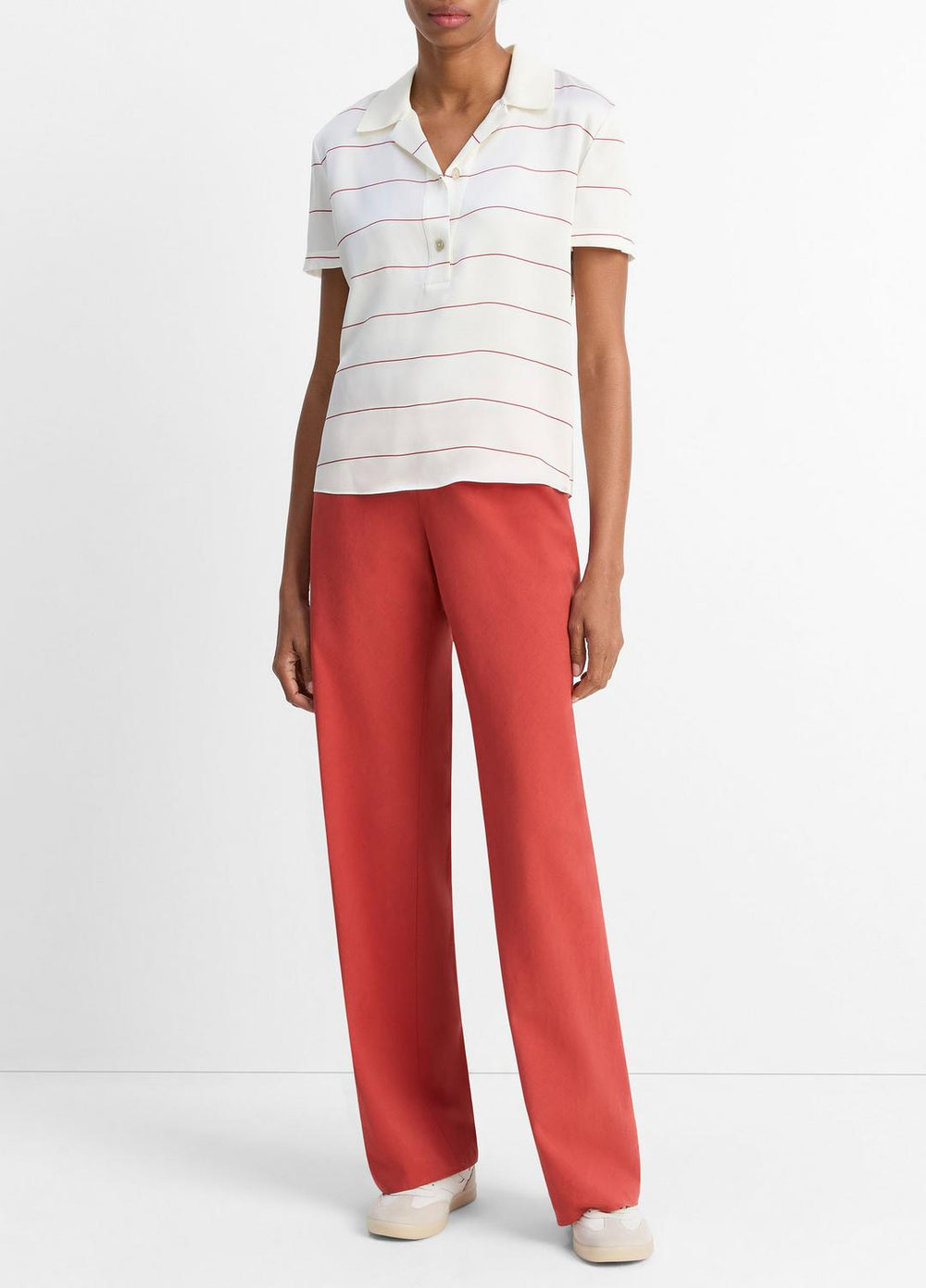 Knit-Collar Striped Silk Polo Shirt in Shirts & Tees | VINCE Sale