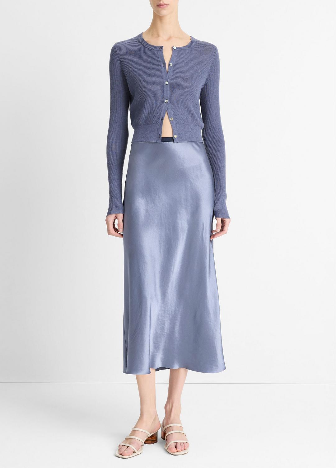 Contrast-Waistband Satin Bias Skirt in Dresses & Skirts | VINCE Sale
