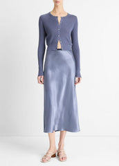 Contrast-Waistband Satin Bias Skirt in Dresses & Skirts | VINCE Sale