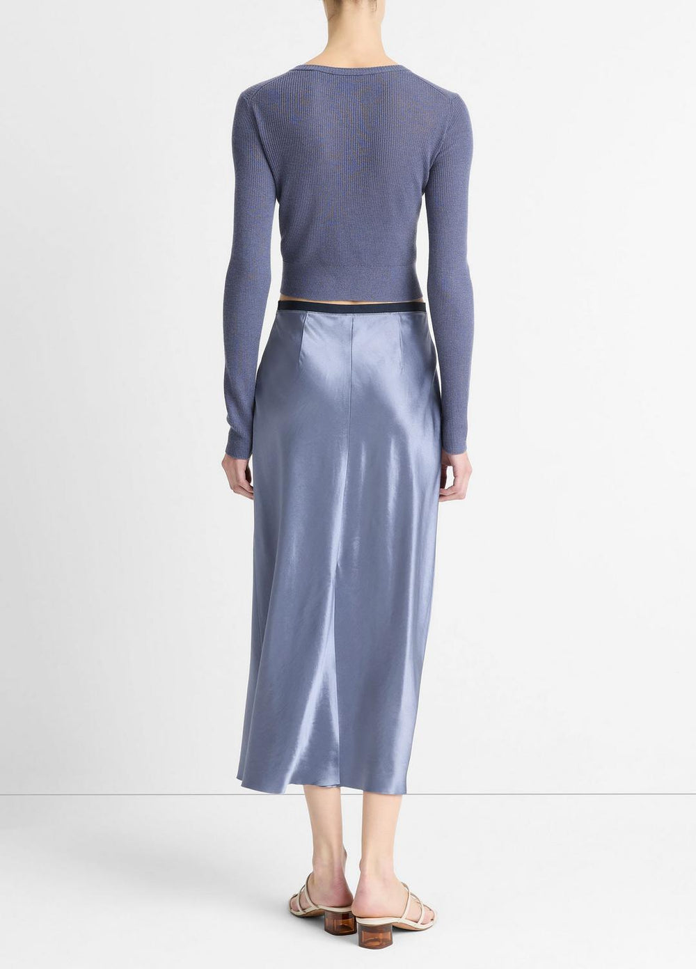 Contrast-Waistband Satin Bias Skirt in Dresses & Skirts | VINCE Sale