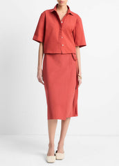Cotton-Blend Straight Wrap Skirt in Dresses & Skirts | VINCE Sale