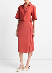 Cotton-Blend Straight Wrap Skirt in Dresses & Skirts | VINCE Sale