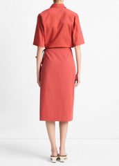 Cotton-Blend Straight Wrap Skirt in Dresses & Skirts | VINCE Sale