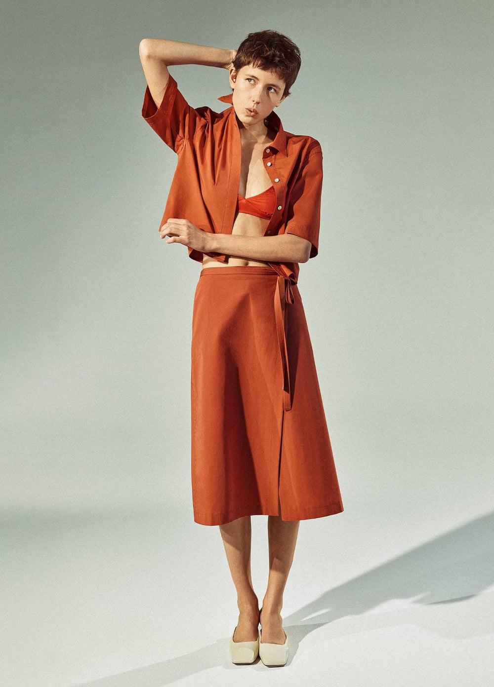 Cotton-Blend Straight Wrap Skirt in Dresses & Skirts | VINCE Sale