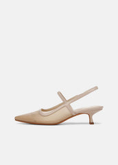 Venice Leather and Mesh Slingback Kitten Heel in Shoes | VINCE Sale