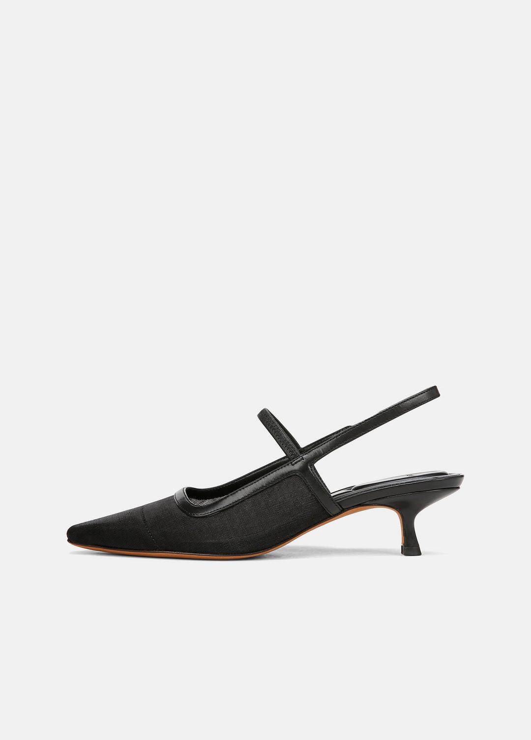 Venice Leather and Mesh Slingback Kitten Heel in Shoes | VINCE Sale