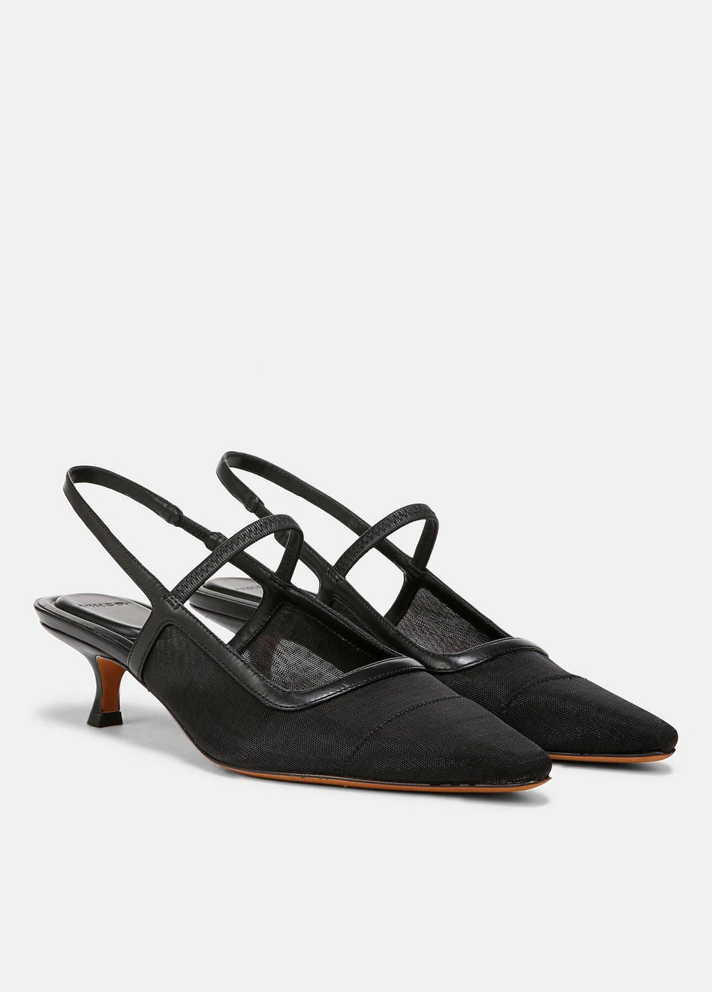 Venice Leather and Mesh Slingback Kitten Heel in Shoes | VINCE Sale