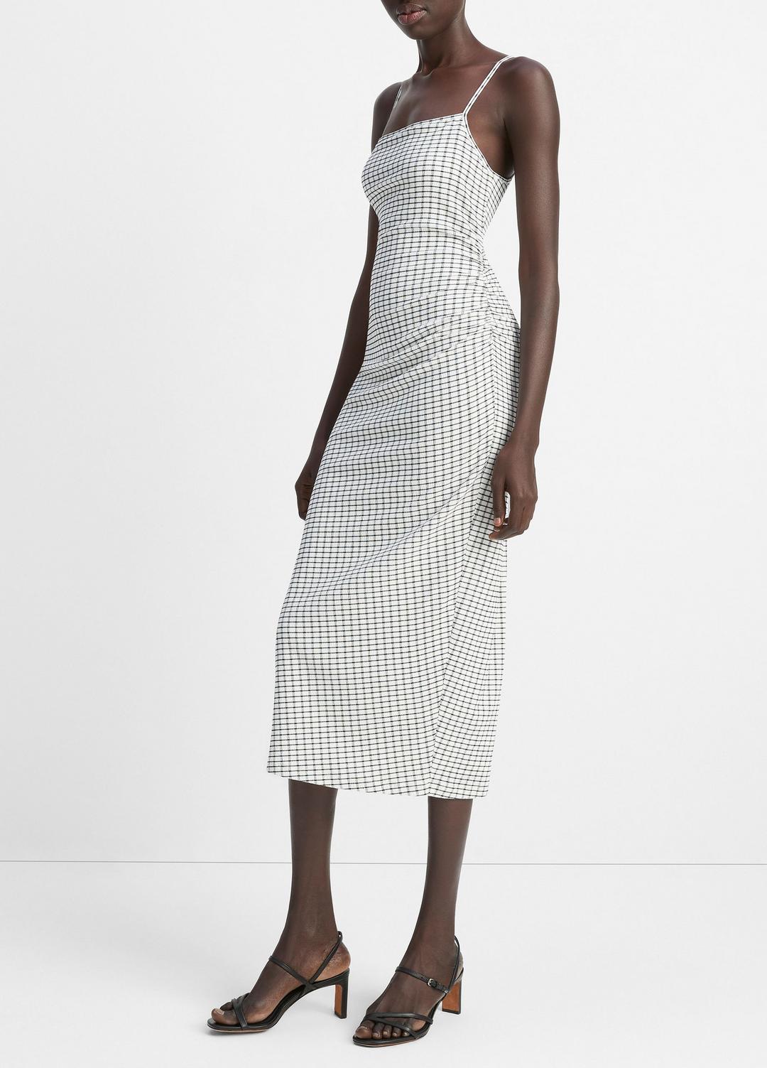 Checked Smocked Tank Dress in Dresses & Skirts | VINCE Sale