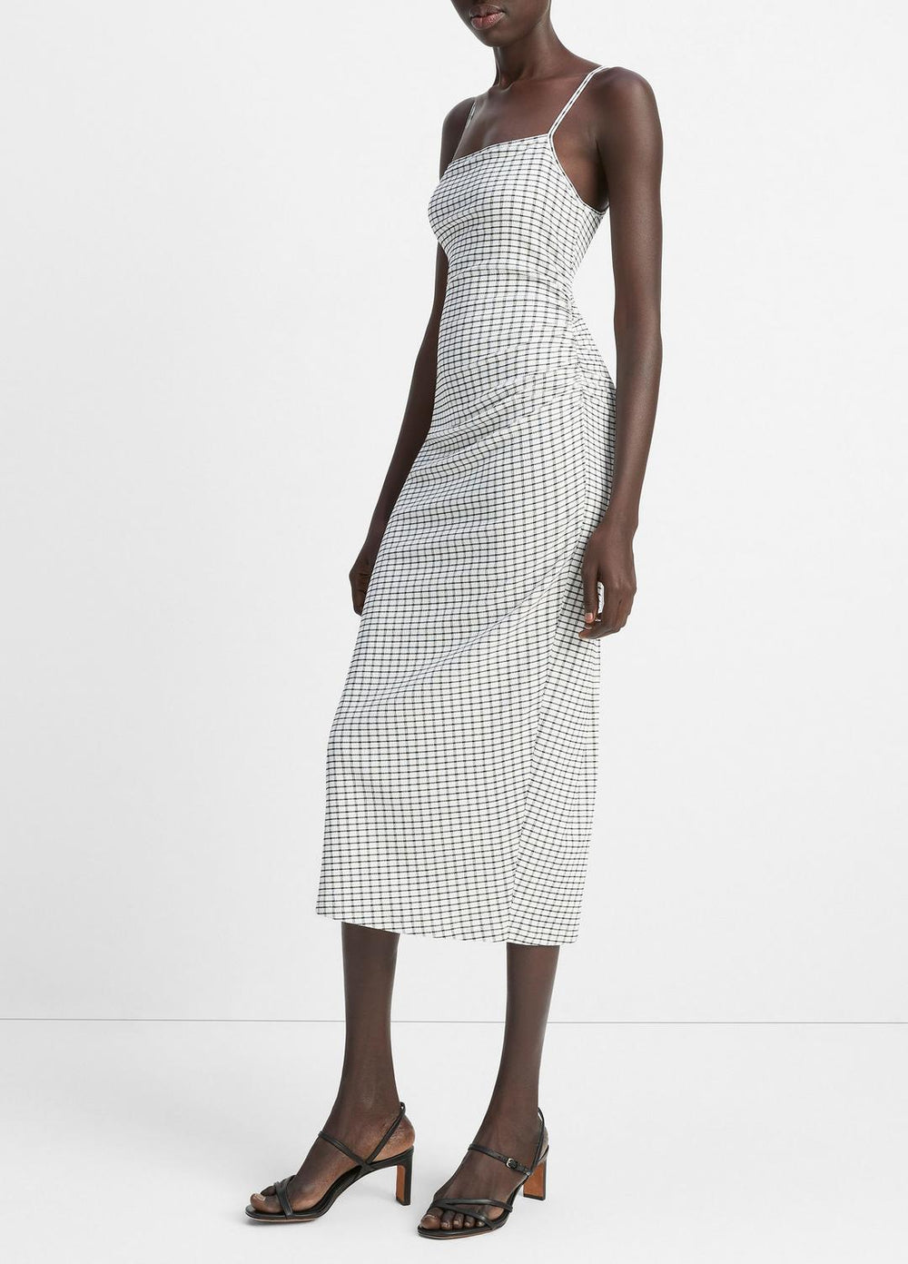 Checked Smocked Tank Dress in Dresses & Skirts | VINCE Sale
