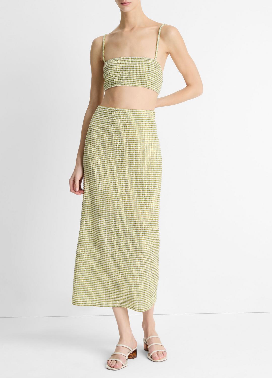 Checked Smocked Midi Skirt in Dresses & Skirts | VINCE Sale