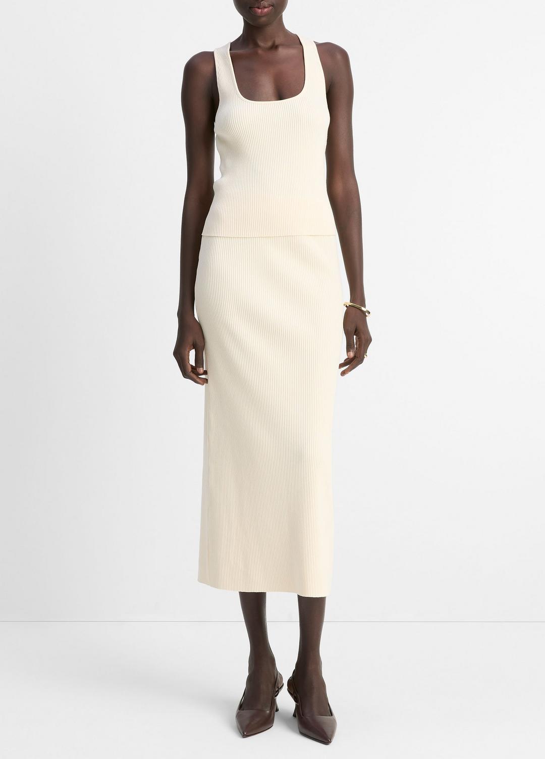 Ribbed Cotton-Blend Midi Skirt in Dresses & Skirts | VINCE Sale