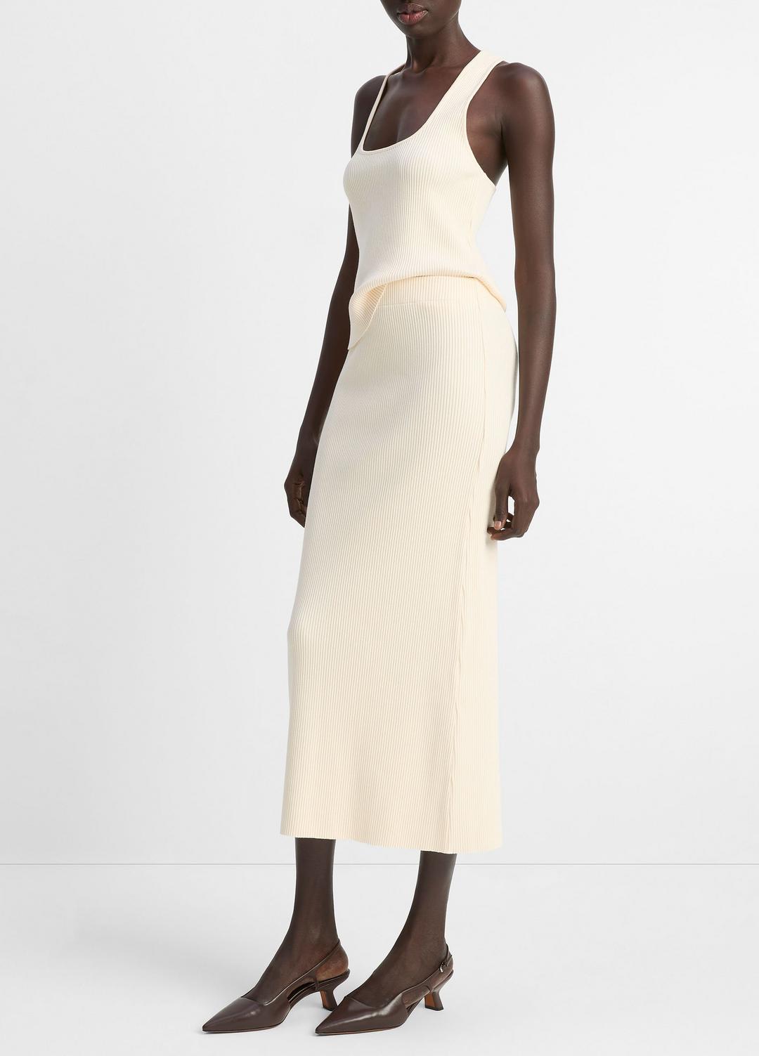 Ribbed Cotton-Blend Midi Skirt in Dresses & Skirts | VINCE Sale