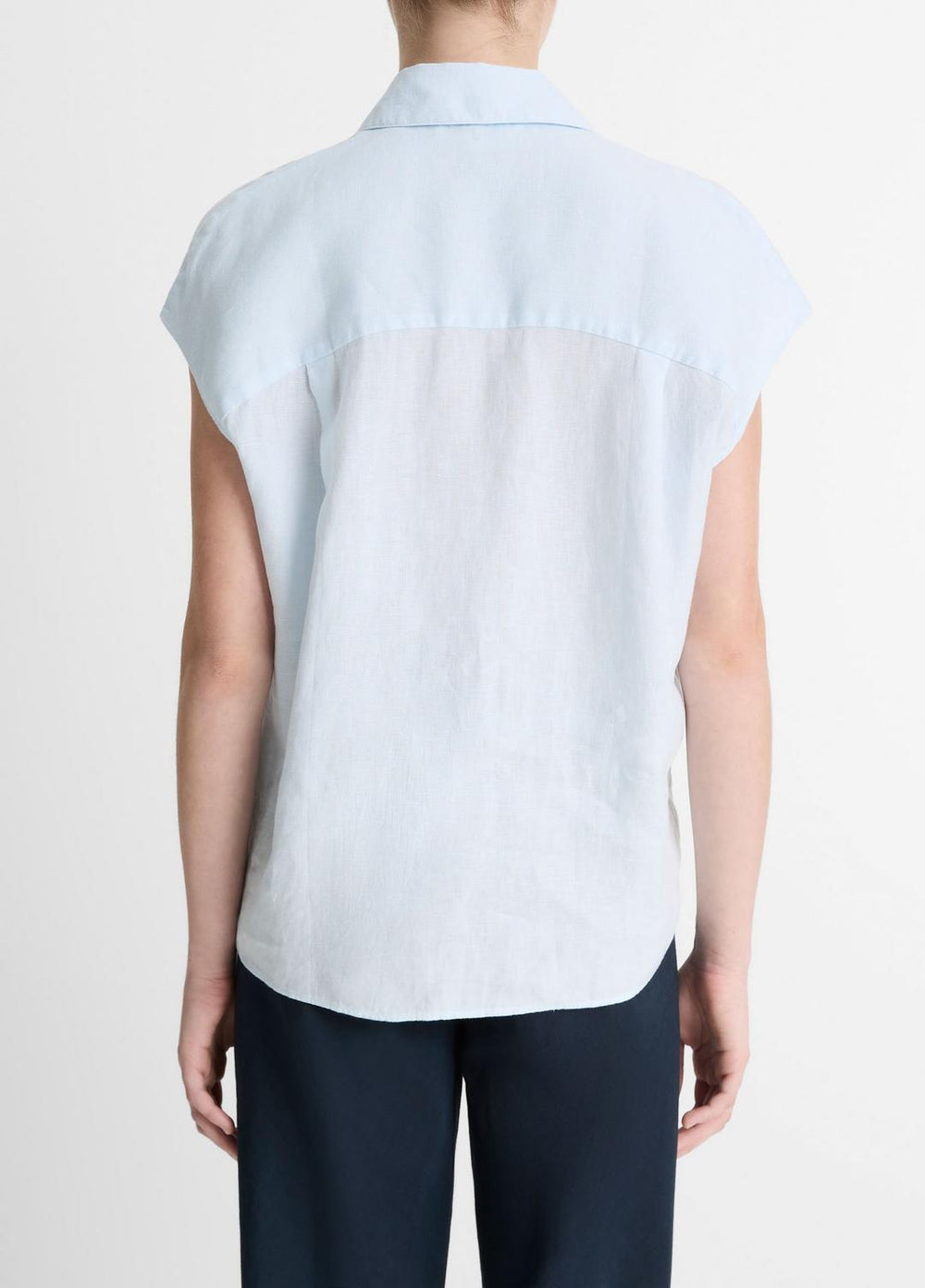 Linen Cap-Sleeve Button-Front Blouse in Shirts & Tees | VINCE Sale