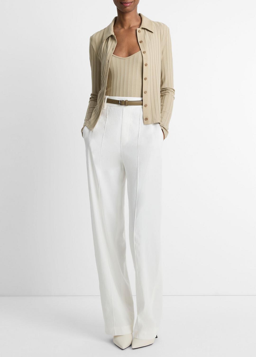Ribbed Collared Long-Sleeve Button-Front Top in Shirts & Tees | VINCE Sale