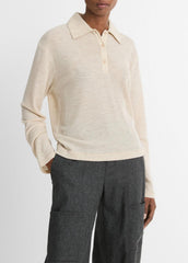 Wool Relaxed Long-Sleeve Polo Shirt in Shirts & Tees | VINCE Sale