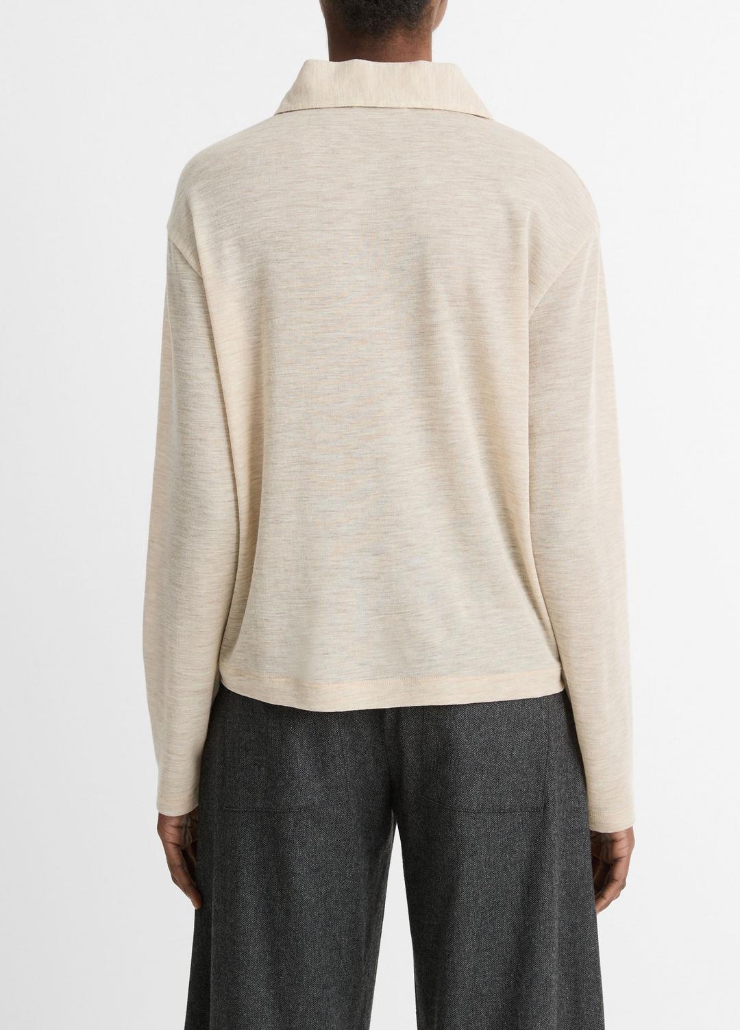 Wool Relaxed Long-Sleeve Polo Shirt in Shirts & Tees | VINCE Sale