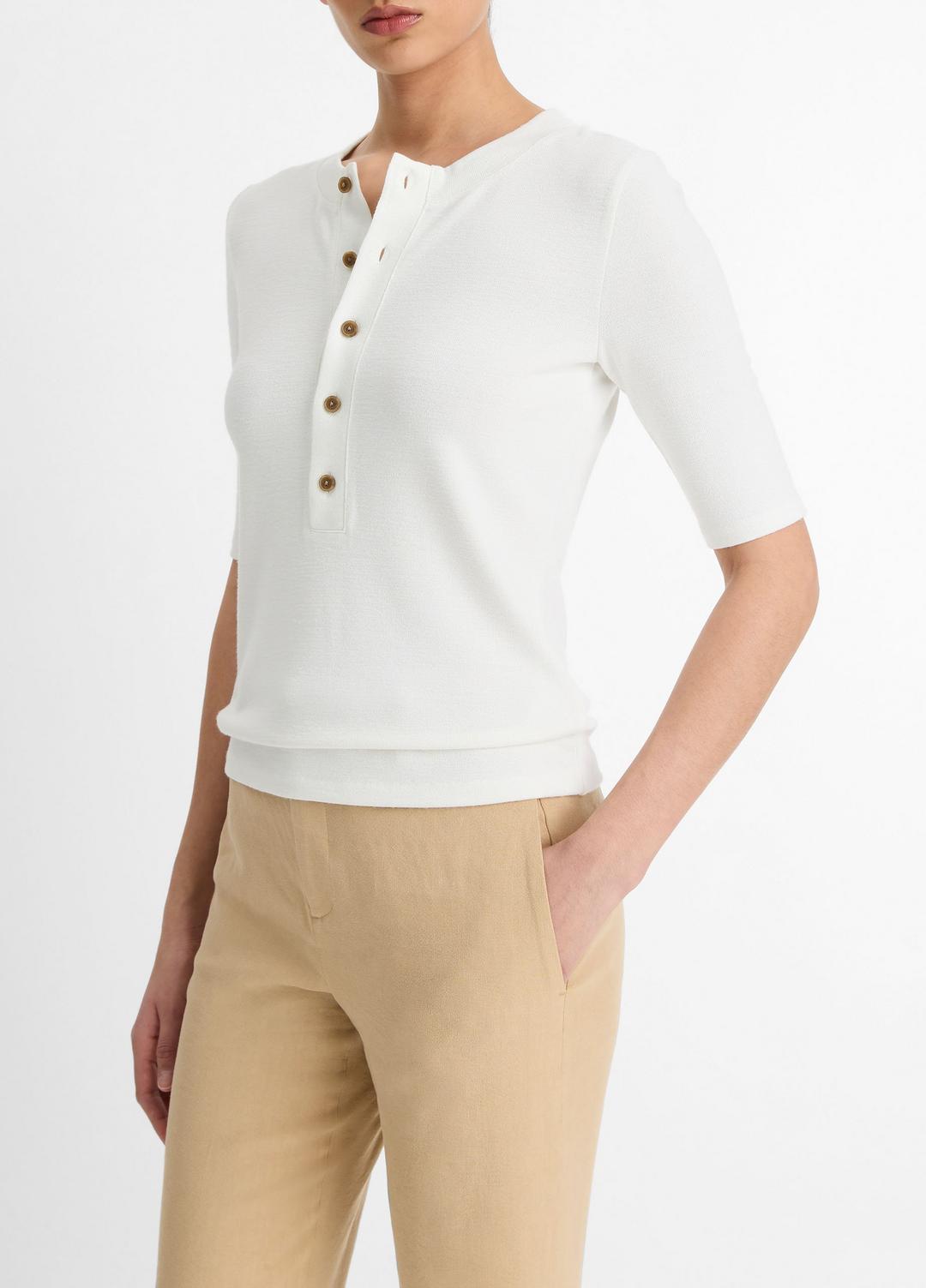 Jersey Elbow-Sleeve Henley in Shirts & Tees | VINCE Sale