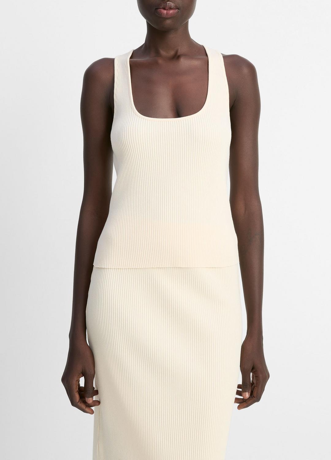 Ribbed Cotton-Blend Racerback Tank in Shirts & Tees | VINCE Sale