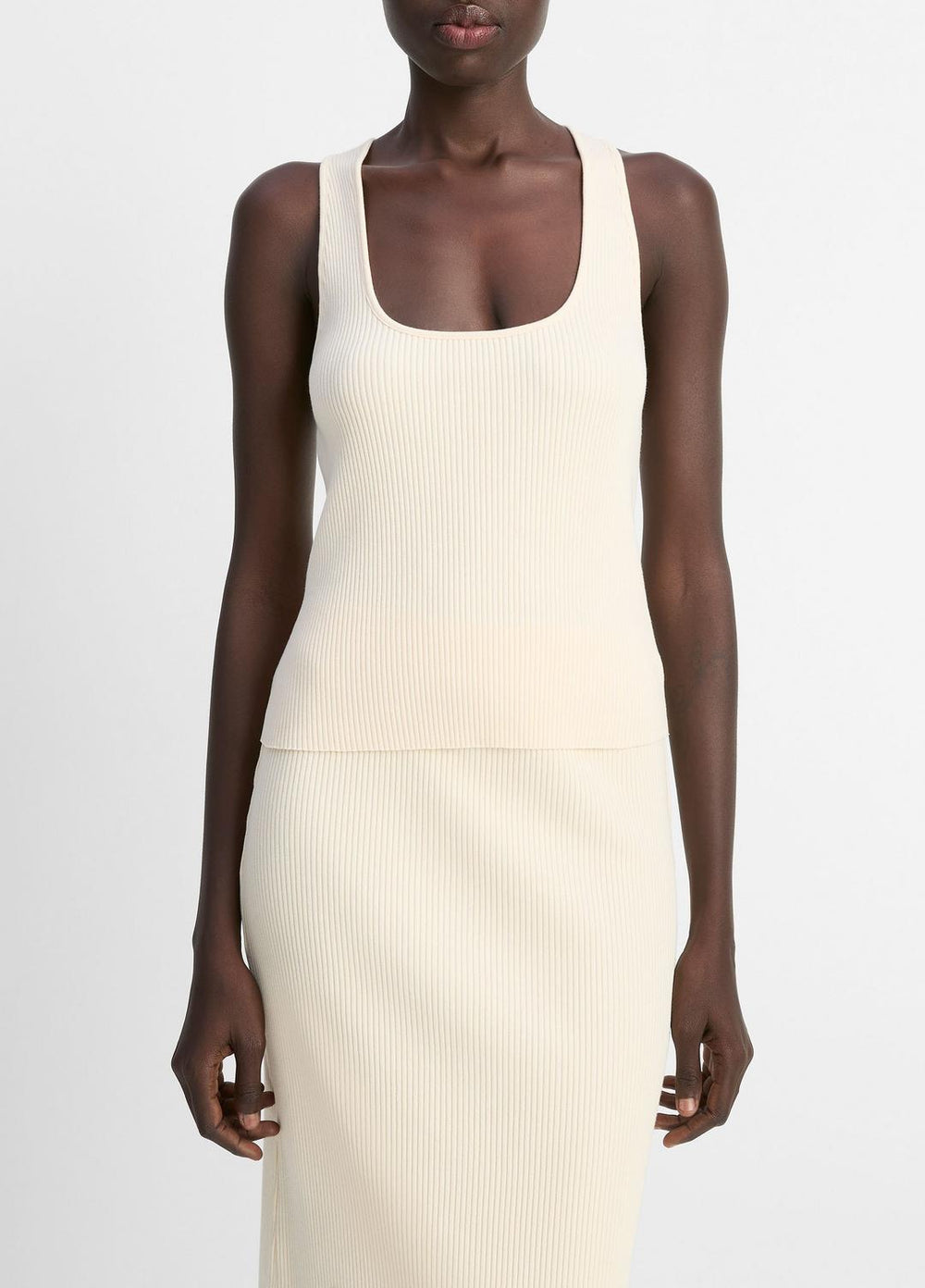 Ribbed Cotton-Blend Racerback Tank in Shirts & Tees | VINCE Sale