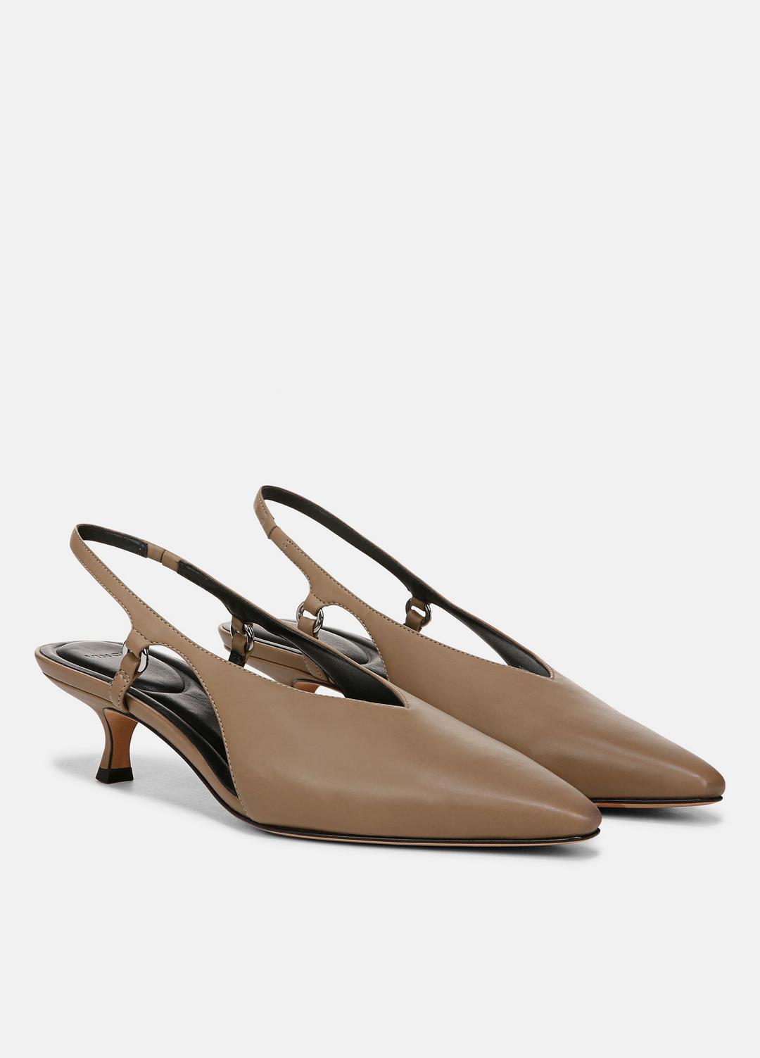 Sabrina Leather Slingback Kitten Heel in Shoes | VINCE Sale